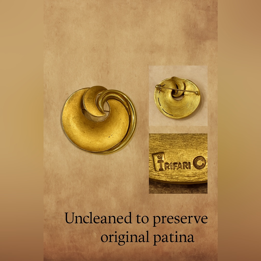 Vintage Crown Trifari 1960s Swirl Brooch Mid-Century Gold-Tone Pin 60$